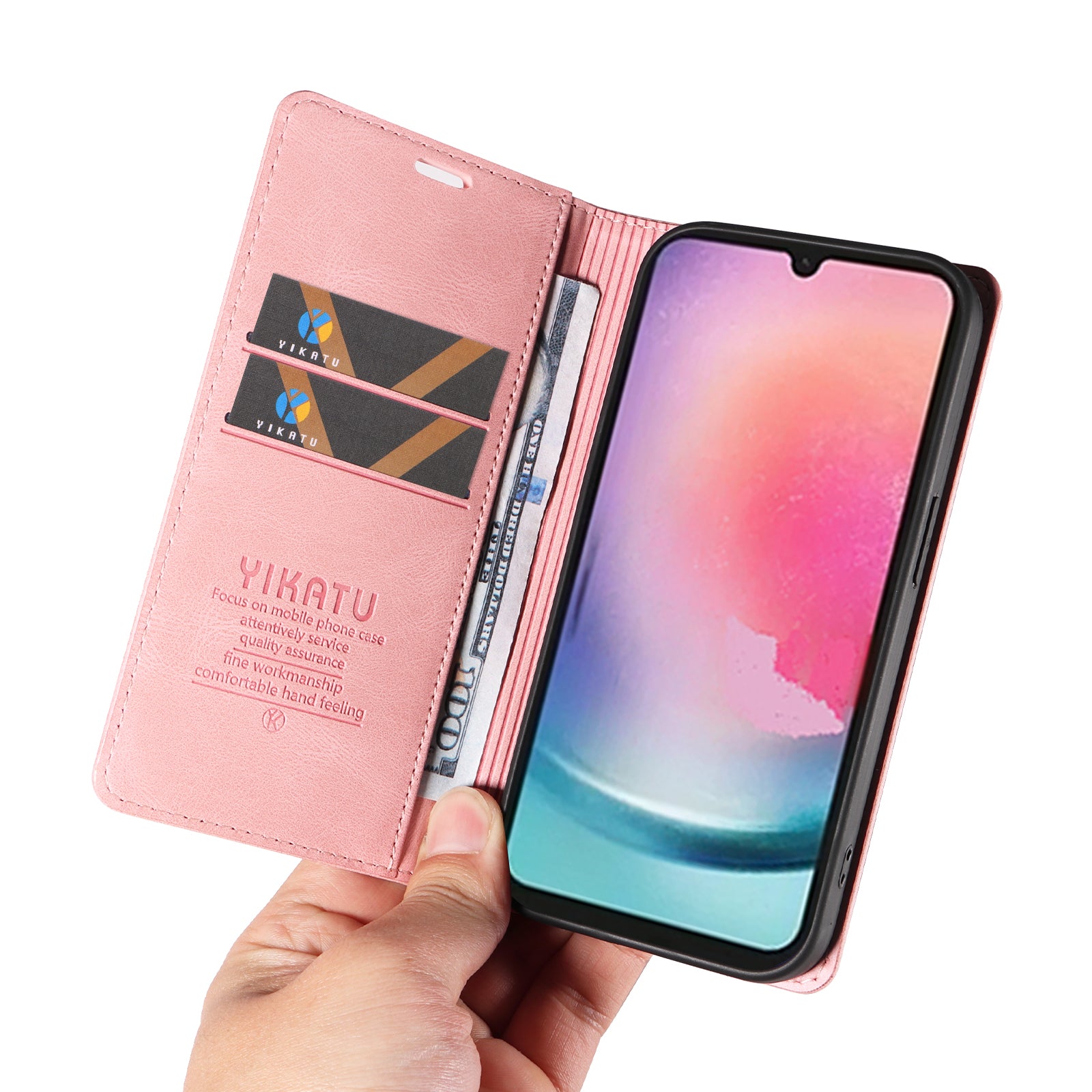 Kryt na peněženku YIKATU YK-004 pro Samsung Galaxy A24 4G magnetický samoabsorbující kožený kryt na telefon Kryt na peněženku YIKATU YK-004 pro Samsung Galaxy A24 4G magnetický samoabsorbující kožený kryt na telefon